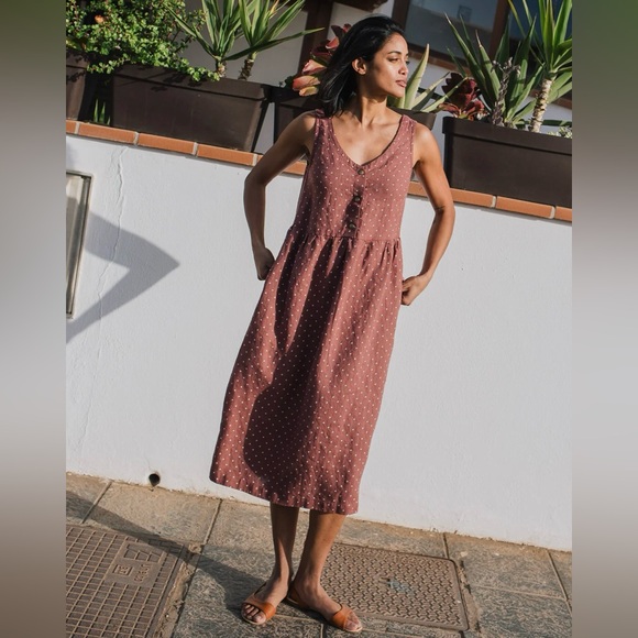 notPERFECTLINEN VALLEY front brass snaps linen dress (NWOT) - Picture 6 of 8